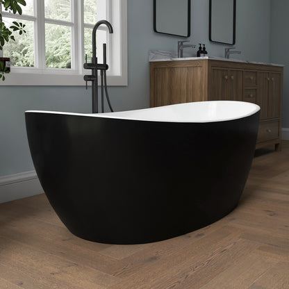 Medunjess 60'' Void Freestanding Tub Deep Soaking Acrylic Bathtub