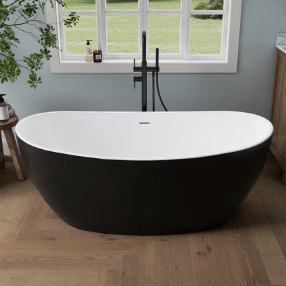 Medunjess 60'' Void Freestanding Tub Deep Soaking Acrylic Bathtub