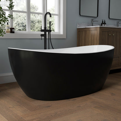 Medunjess 60'' Void Freestanding Tub Deep Soaking Acrylic Bathtub