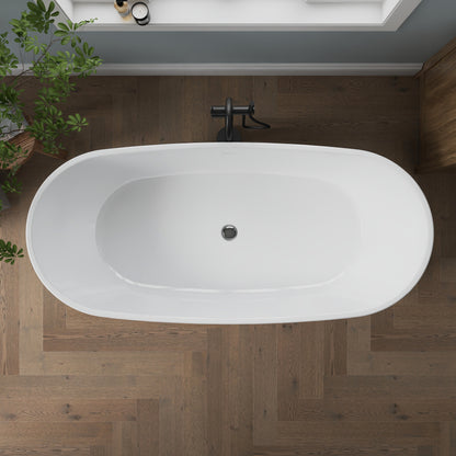 Medunjess 70'' Drift Freestanding Tub Deep Soaking Acrylic Bathtub