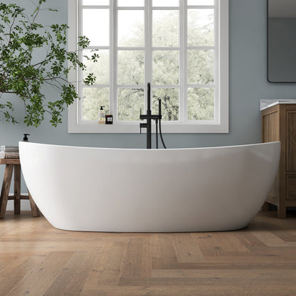 Medunjess 70'' Drift Freestanding Tub Deep Soaking Acrylic Bathtub