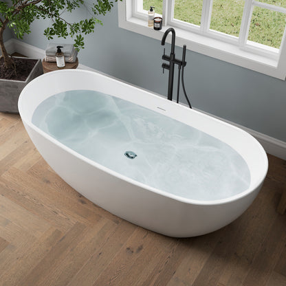 Medunjess 70'' Drift Freestanding Tub Deep Soaking Acrylic Bathtub
