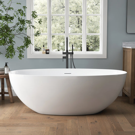 Medunjess 65" Minimalist Acrylic Freestanding Bathtub Soaking Tub