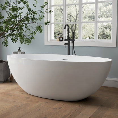 Medunjess 65" Minimalist Acrylic Freestanding Bathtub Soaking Tub