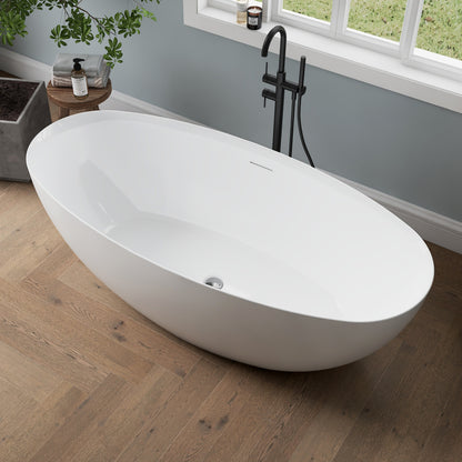 Medunjess 65" Minimalist Acrylic Freestanding Bathtub Soaking Tub