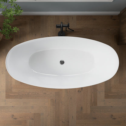 Medunjess 65" Minimalist Acrylic Freestanding Bathtub Soaking Tub