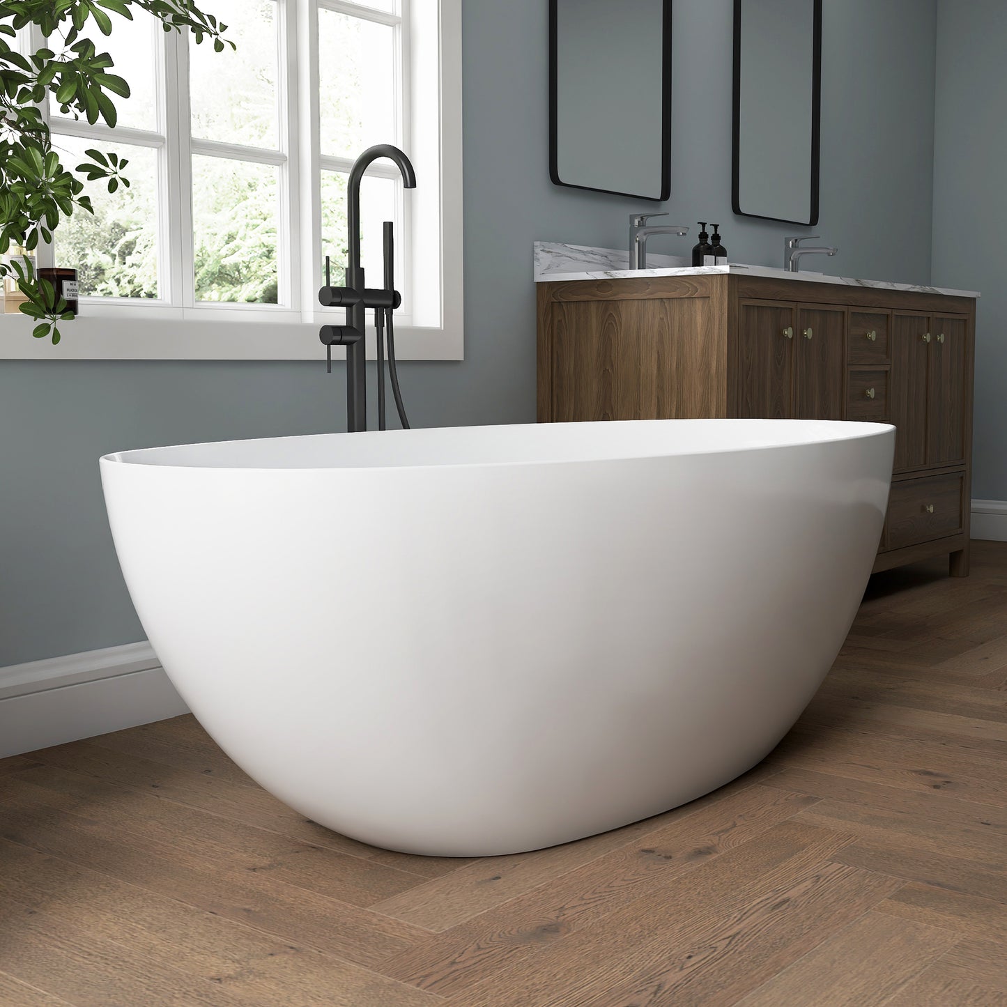 Medunjess 65" Minimalist Acrylic Freestanding Bathtub Soaking Tub