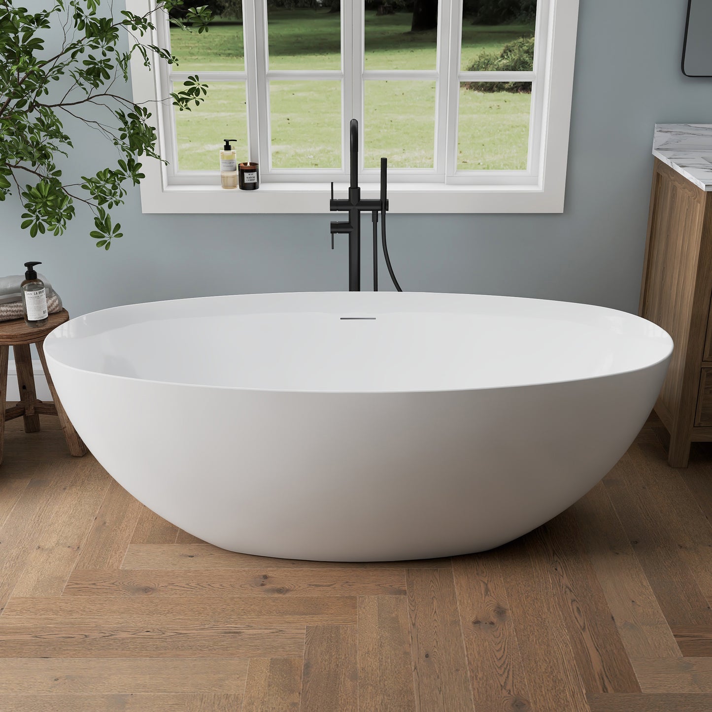 Medunjess 65" Minimalist Acrylic Freestanding Bathtub Soaking Tub
