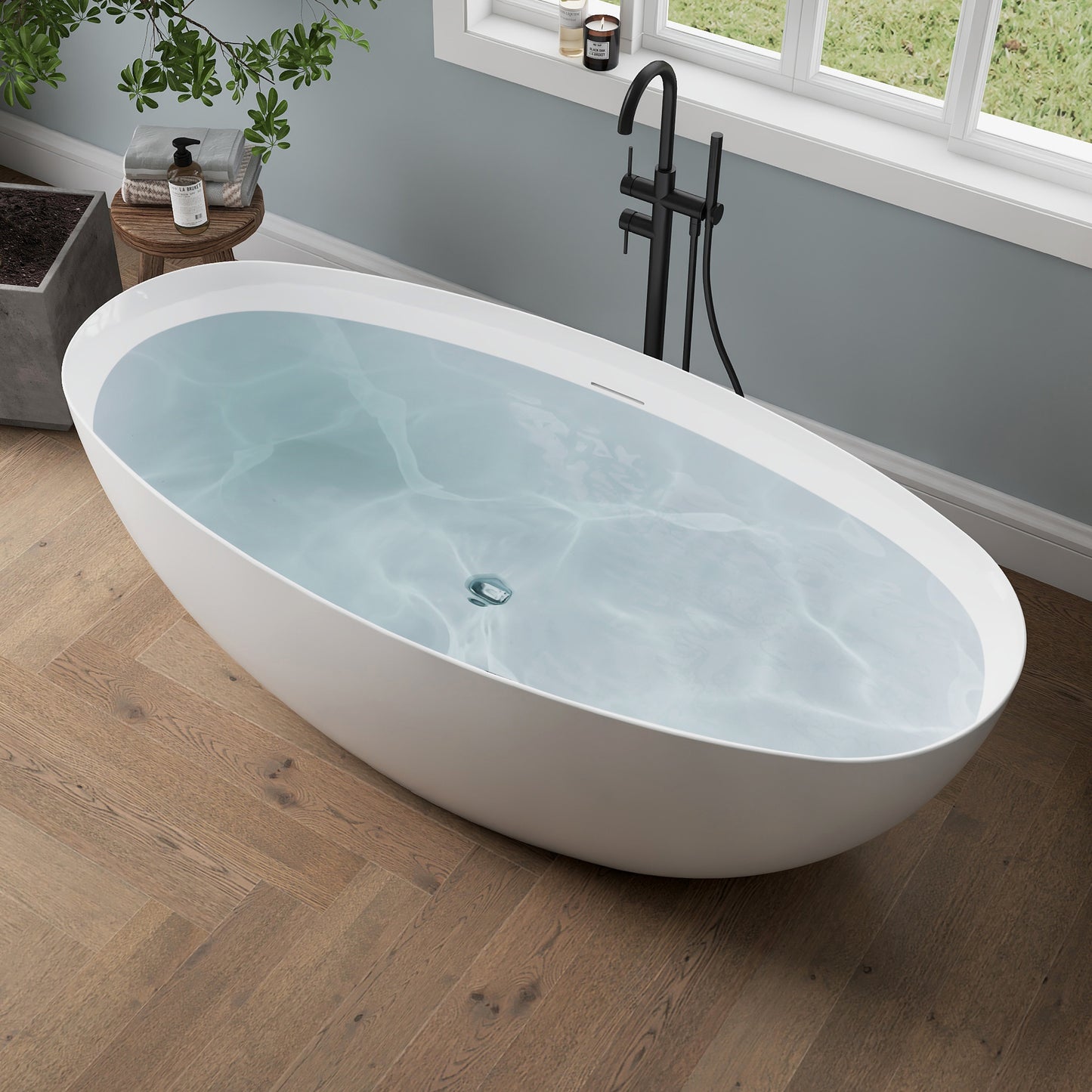 Medunjess 65" Minimalist Acrylic Freestanding Bathtub Soaking Tub