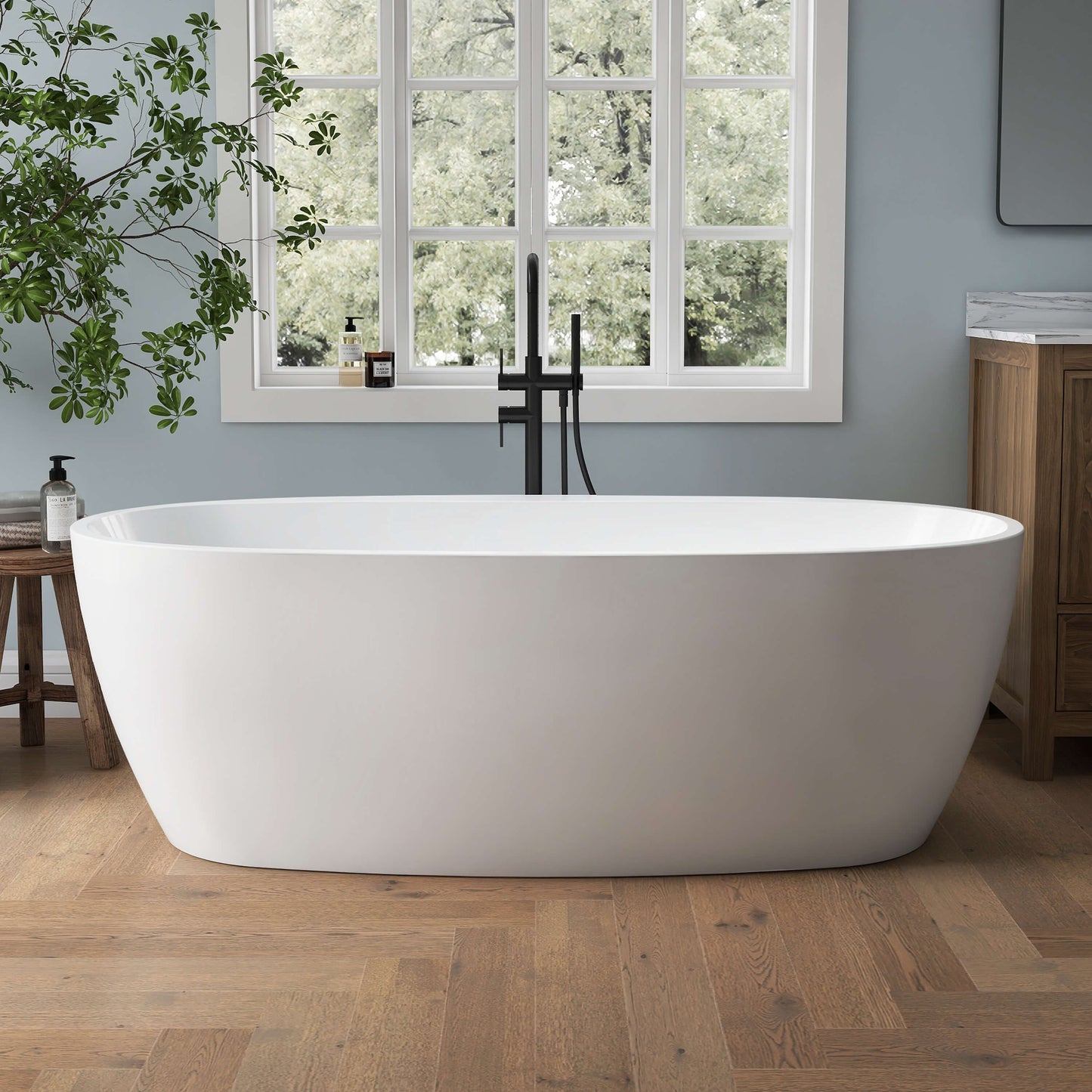 Medunjess 67'' Mono Freestanding Tub Deep Soaking Acrylic Bathtub