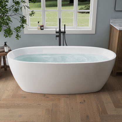 Medunjess 67'' Mono Freestanding Tub Deep Soaking Acrylic Bathtub