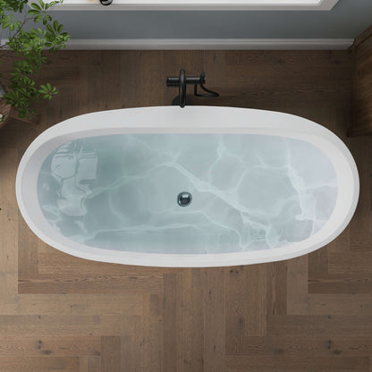 Medunjess 67'' Mono Freestanding Tub Deep Soaking Acrylic Bathtub