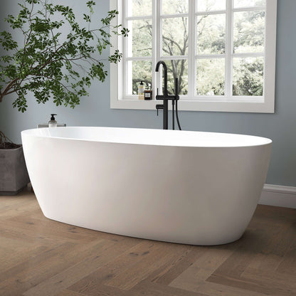Medunjess 67'' Mono Freestanding Tub Deep Soaking Acrylic Bathtub