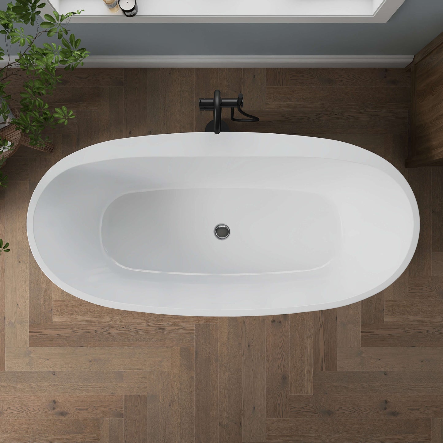 Medunjess 67'' Mono Freestanding Tub Deep Soaking Acrylic Bathtub