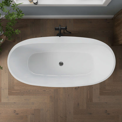Medunjess 67'' Mono Freestanding Tub Deep Soaking Acrylic Bathtub