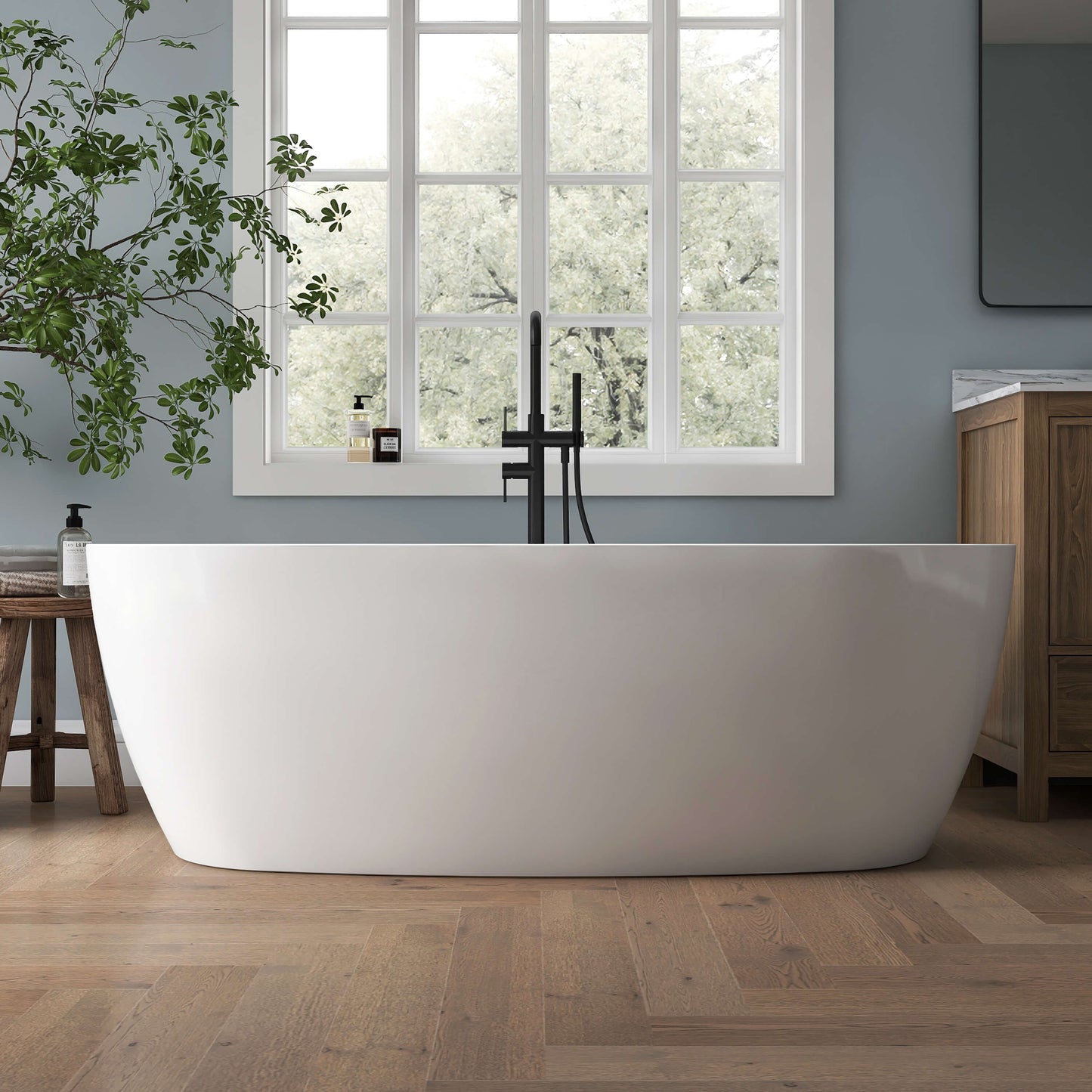 Medunjess 67'' Mono Freestanding Tub Deep Soaking Acrylic Bathtub