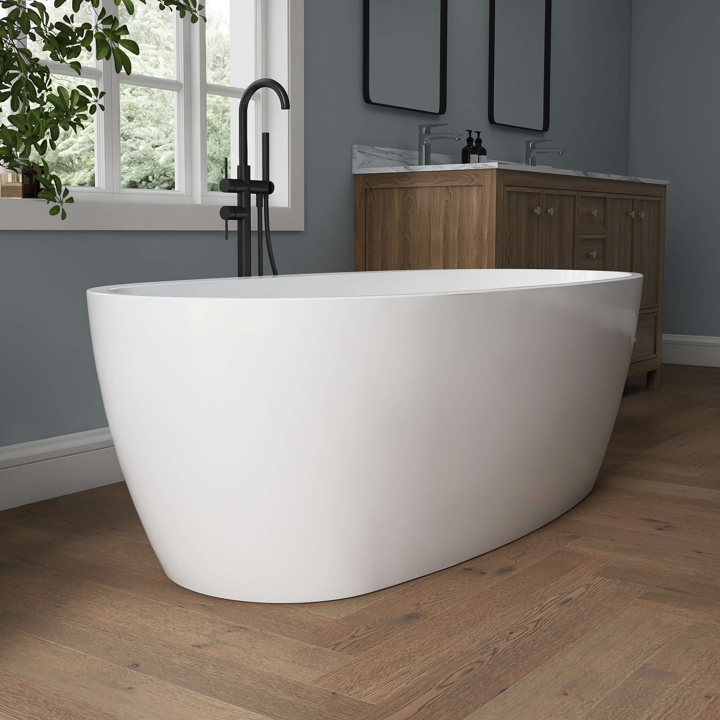 Medunjess 67'' Mono Freestanding Tub Deep Soaking Acrylic Bathtub