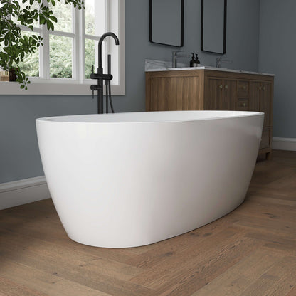 Medunjess 67'' Mono Freestanding Tub Deep Soaking Acrylic Bathtub