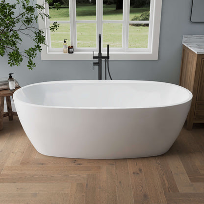 Medunjess 67'' Mono Freestanding Tub Deep Soaking Acrylic Bathtub