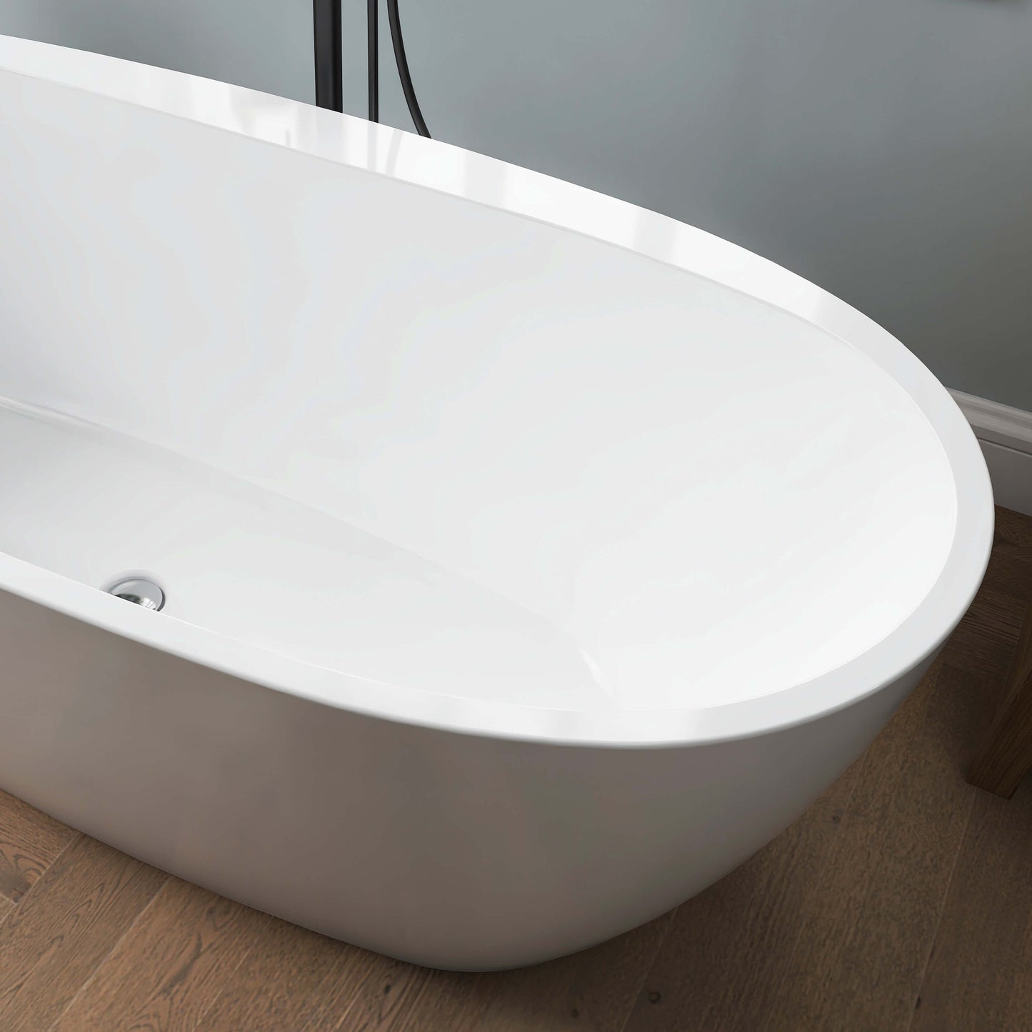 Medunjess 67'' Mono Freestanding Tub Deep Soaking Acrylic Bathtub