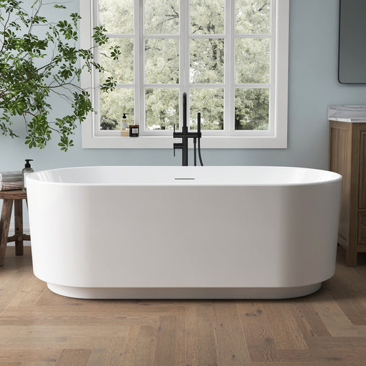Medunjess 67'' Aria Acrylic Freestanding Tub Freestanding Soaking Bathtub