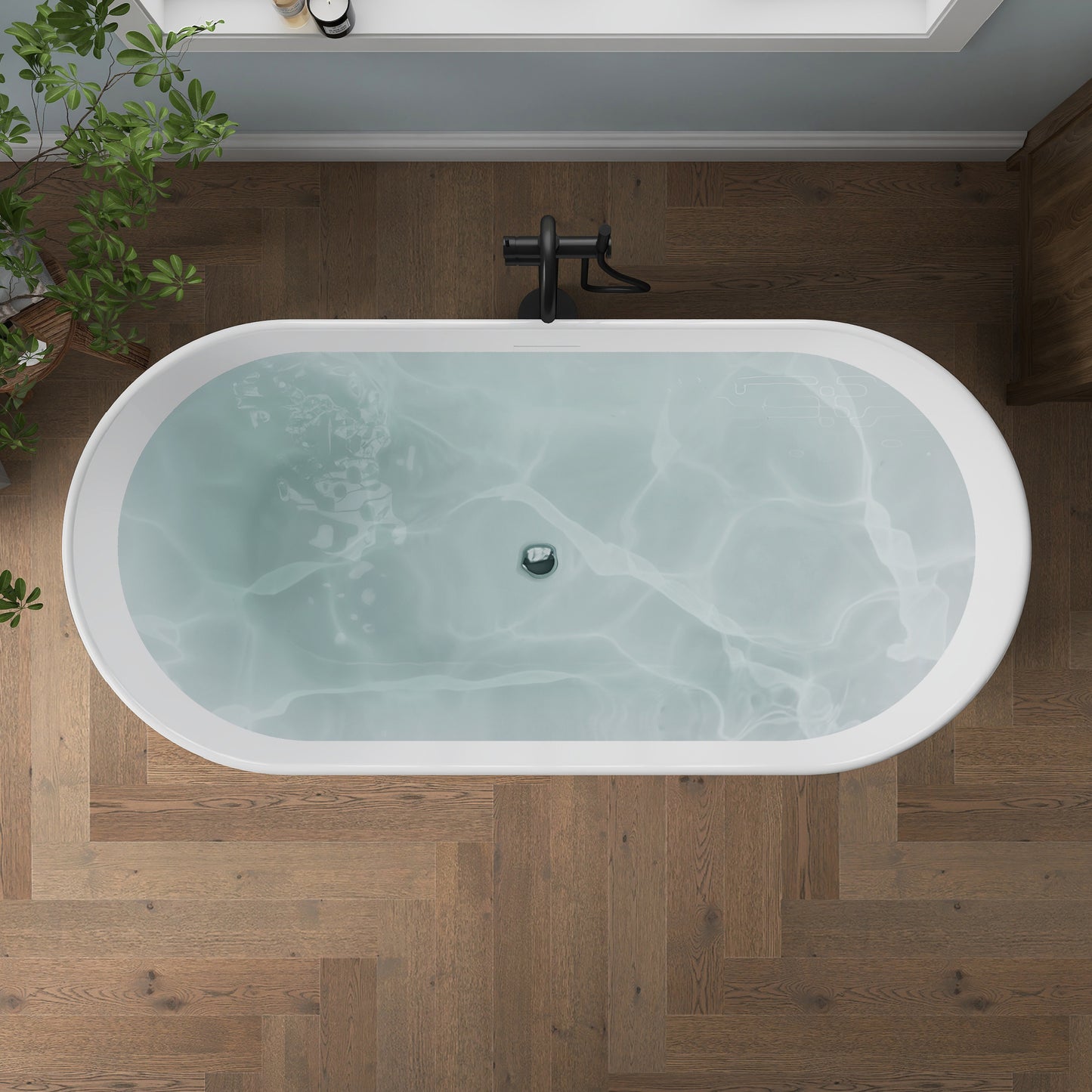 Medunjess 67'' Aria Acrylic Freestanding Tub Freestanding Soaking Bathtub