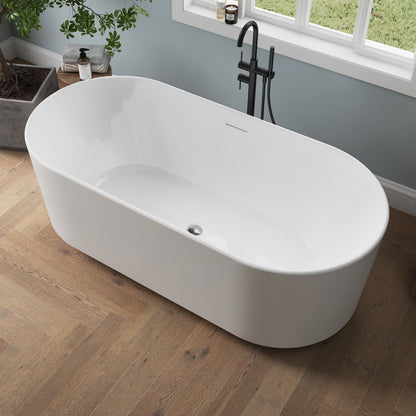Medunjess 67'' Aria Acrylic Freestanding Tub Freestanding Soaking Bathtub