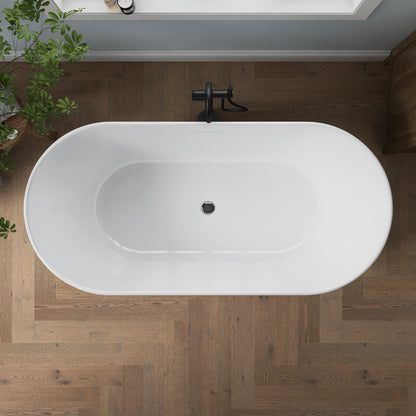 Medunjess 67'' Aria Acrylic Freestanding Tub Freestanding Soaking Bathtub