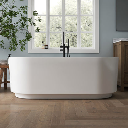 Medunjess 67'' Aria Acrylic Freestanding Tub Freestanding Soaking Bathtub