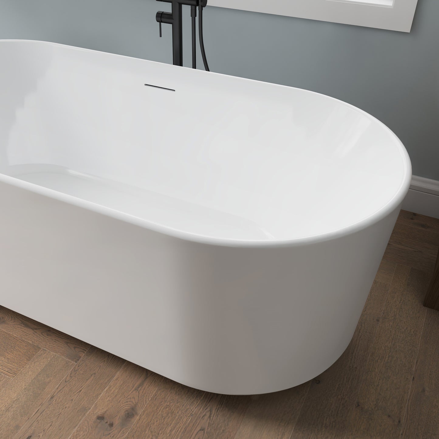 Medunjess 67'' Aria Acrylic Freestanding Tub Freestanding Soaking Bathtub
