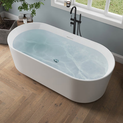 Medunjess 67'' Aria Acrylic Freestanding Tub Freestanding Soaking Bathtub