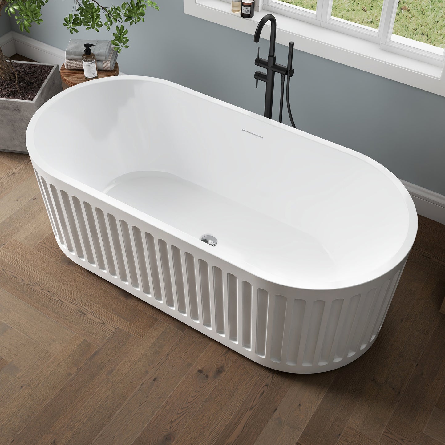 Medunjess 67'' Apollo Freestanding Acrylic Tub Deep Soaking Bathtub