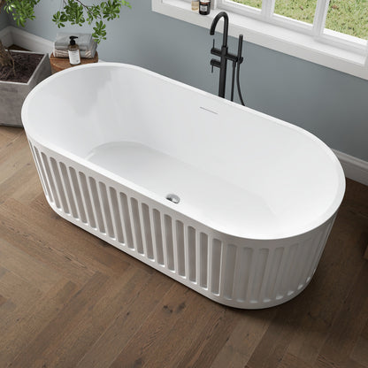 Medunjess 67'' Apollo Freestanding Acrylic Tub Deep Soaking Bathtub