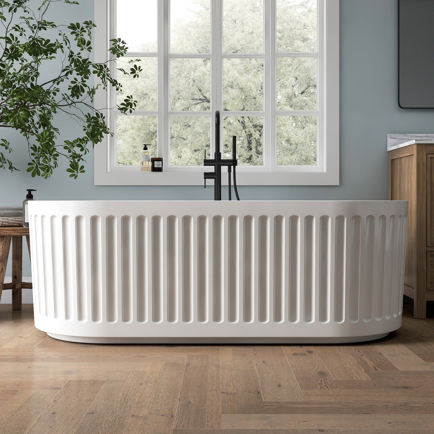 Medunjess 67'' Apollo Freestanding Acrylic Tub Deep Soaking Bathtub