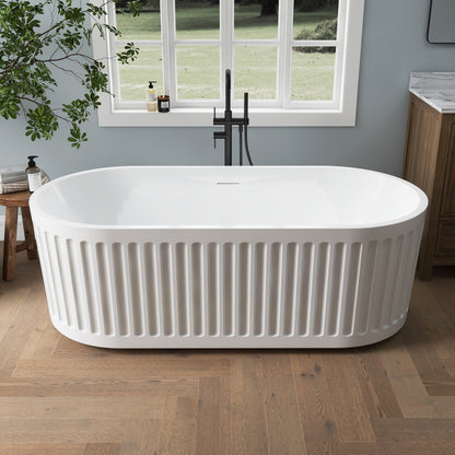 Medunjess 67'' Apollo Freestanding Acrylic Tub Deep Soaking Bathtub