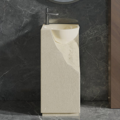 Medunjess 15.5"x34.2" Modern Faceted Stone Pedestal Bathroom Sink
