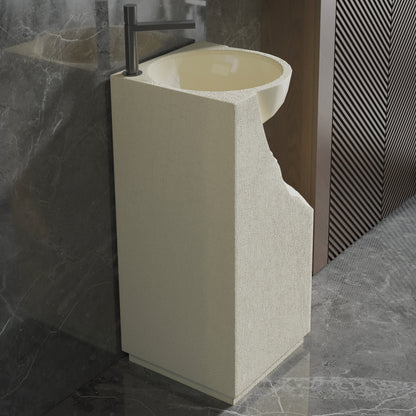 Medunjess 15.5"x34.2" Modern Faceted Stone Pedestal Bathroom Sink