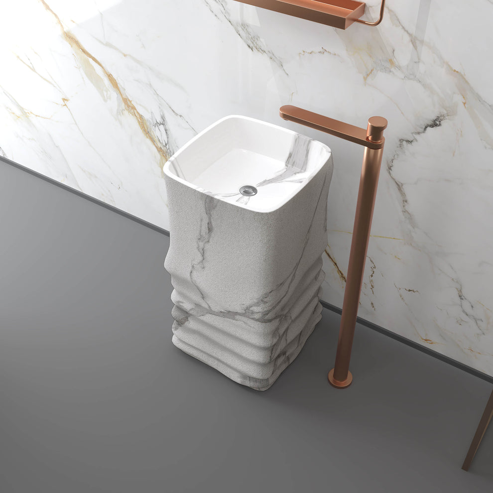 Photo inspiration: Gallery Detail: Medunjess 16 5 X33 4 Sculpted Fold Pedestal Bathroom Sink