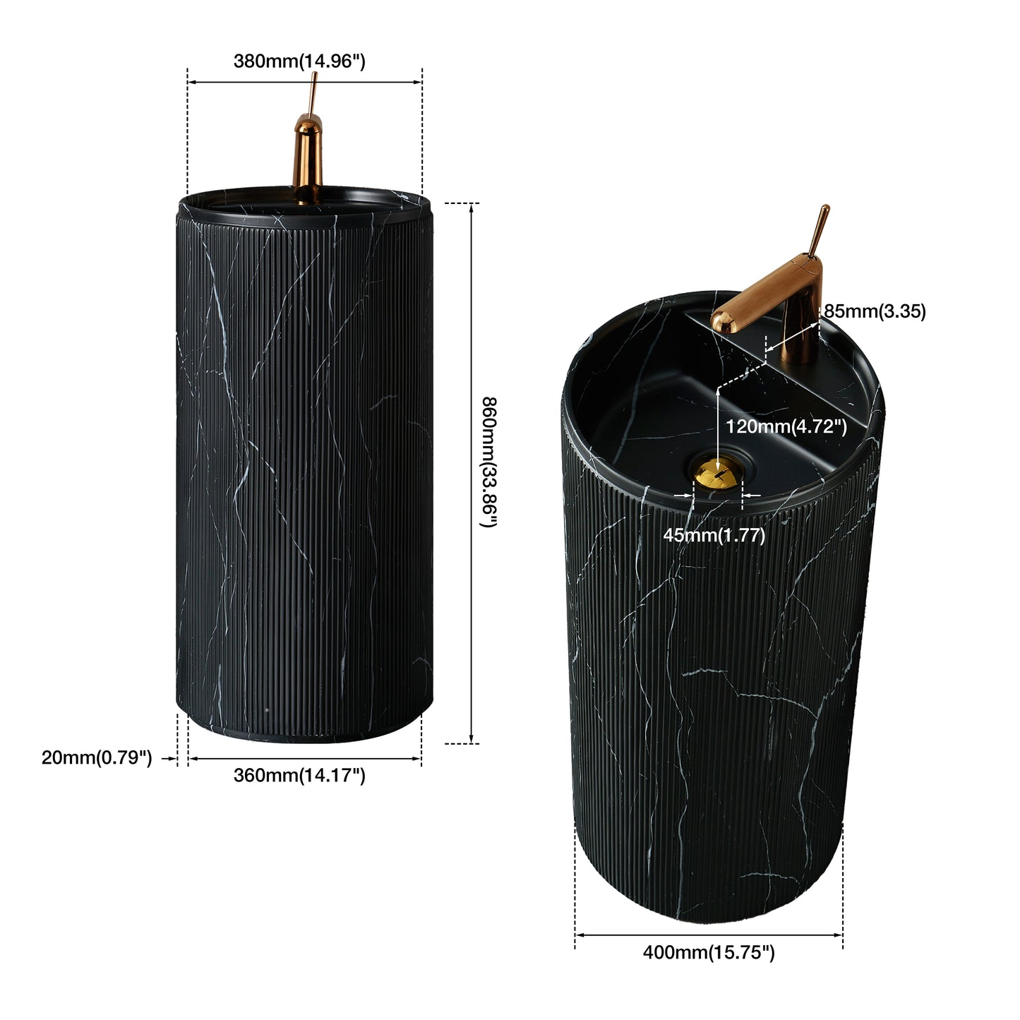 Medunjess 15.7''x33.8'' Totem Pedestal Basin