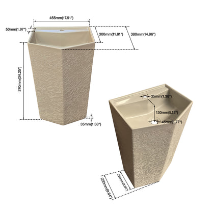 Medunjess 17.9"x34.2" Freestanding Pedestal Bathroom Sink with Faucet Hole