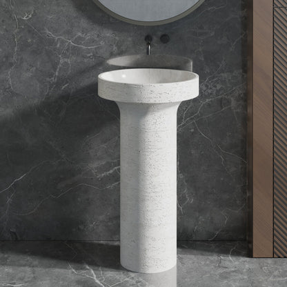 Medunjess 18.9''x35'' Round Freestanding Pedestal Bathroom Sink