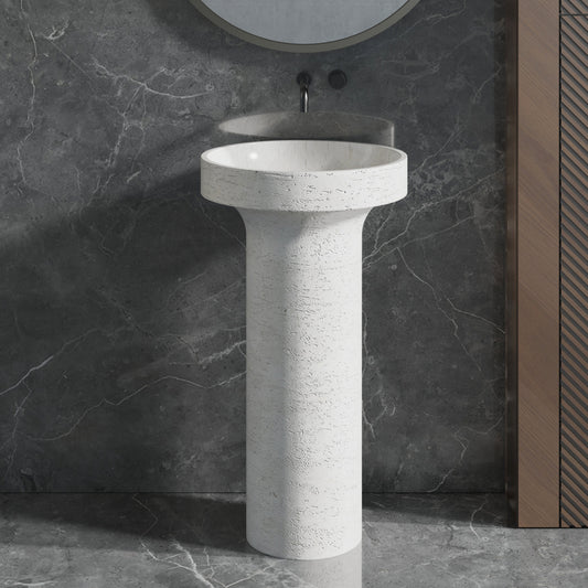 Medunjess 18.9''x35'' Round Freestanding Pedestal Bathroom Sink