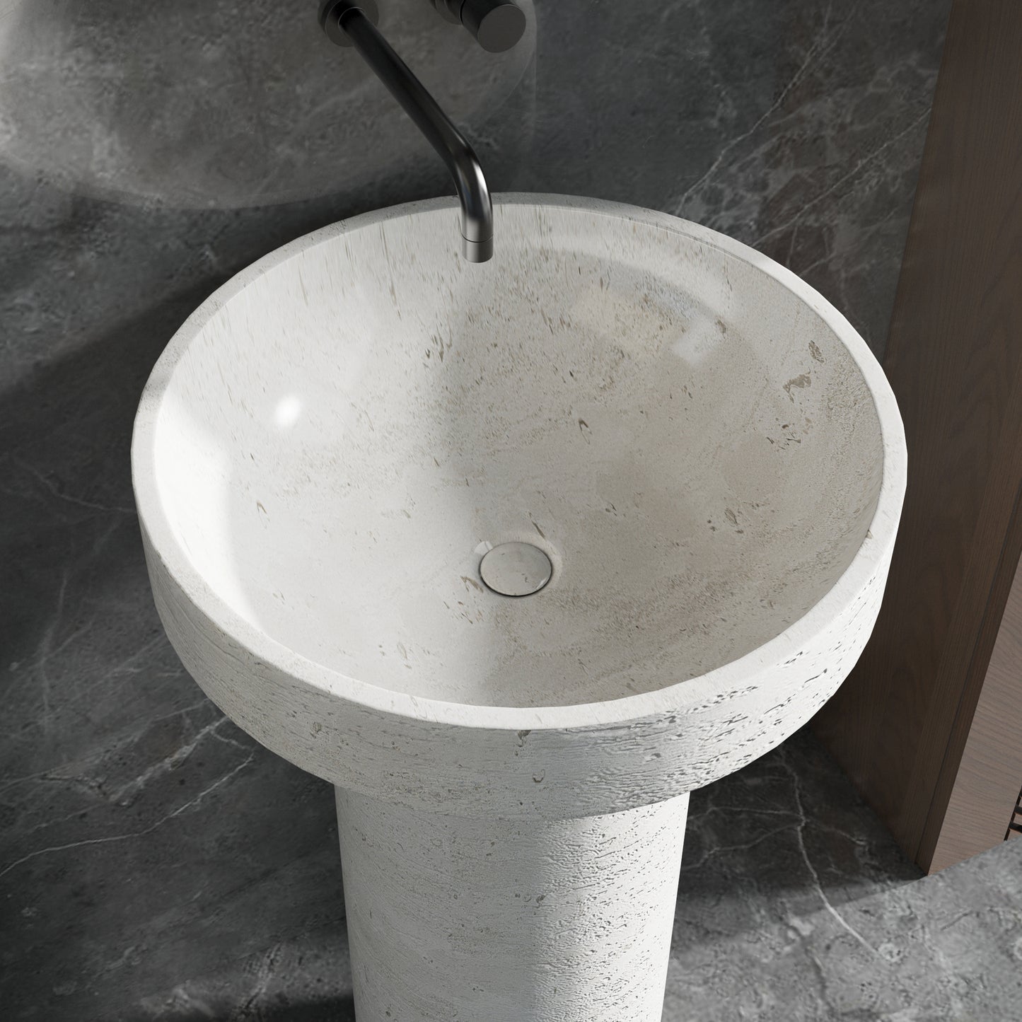 Medunjess 18.9''x35'' Round Freestanding Pedestal Bathroom Sink