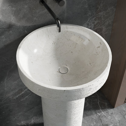 Medunjess 18.9''x35'' Round Freestanding Pedestal Bathroom Sink