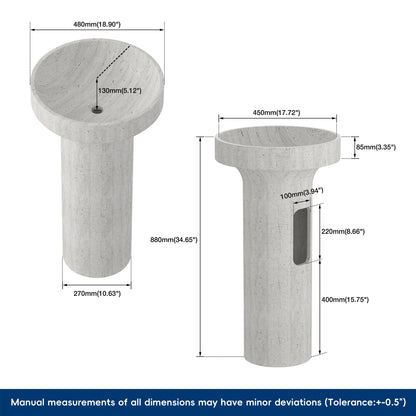 Medunjess 18.9''x35'' Round Freestanding Pedestal Bathroom Sink