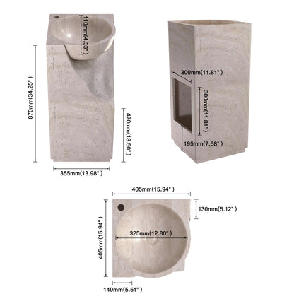 Medunjess 15.9''x34.1'' Menhir Pedestal Basin