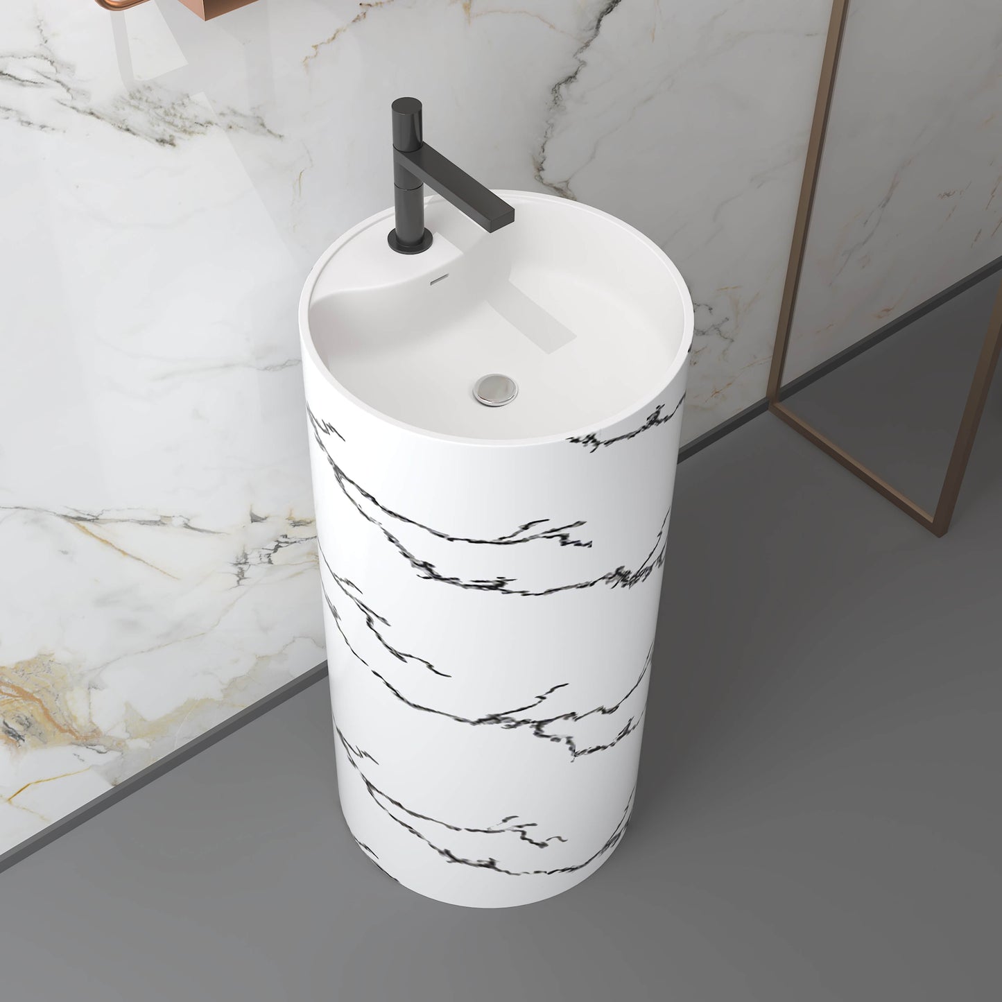 Medunjess 17.7''x35.4'' Cylindra Pedestal Basin