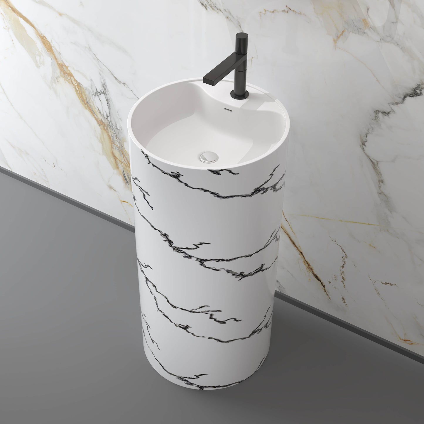 Medunjess 17.7''x35.4'' Cylindra Pedestal Basin