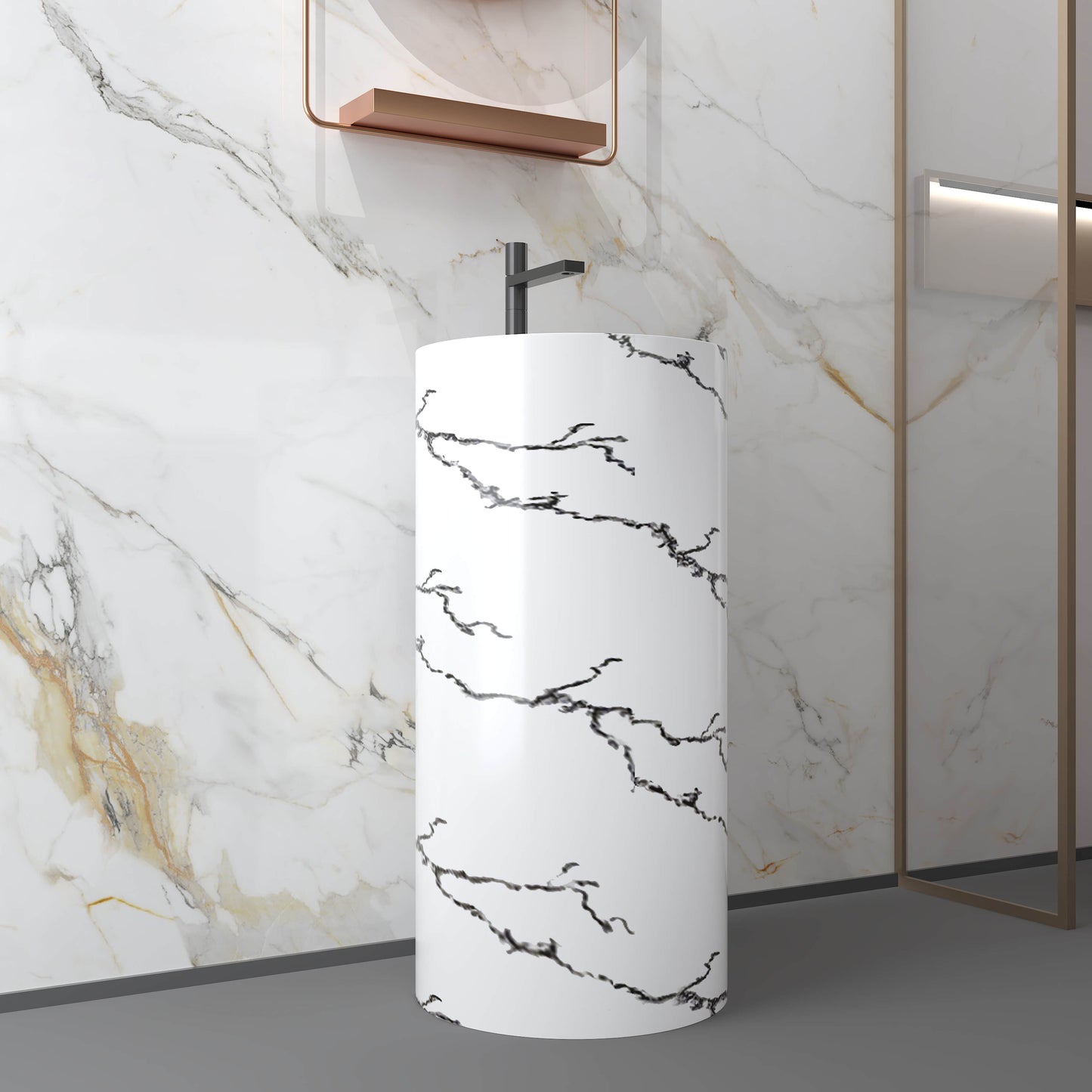 Medunjess 17.7''x35.4'' Cylindra Pedestal Basin
