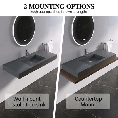 Medunjess 47''Suspire Wall Mounted Bathroom Sink Solid Surface Sink